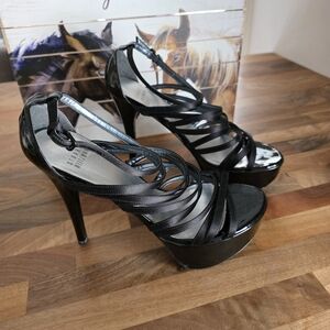 Stuart Weitzman Black Platform Strappy Heels Size 8